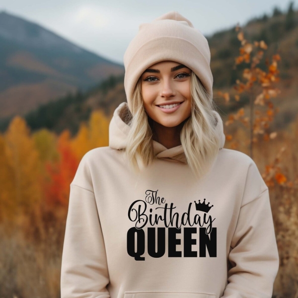 The Birthday Queen Hoodie, Birthday Hoodie, Birthday Party Gift, Cute B'day Hoodie, Happy Birthday Hoodie, Birthday Gift For Her, B'day Gift